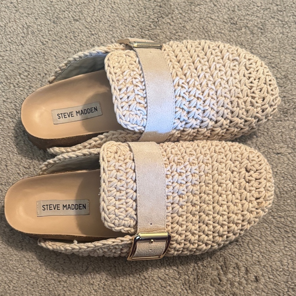 Steve Madden Beige Woven Mules